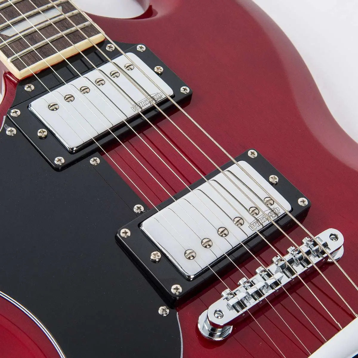Vintage VS6 ReIssued Electric Guitar ~ Left Hand Cherry Red - Richards Guitars Of Stratford Upon Avon