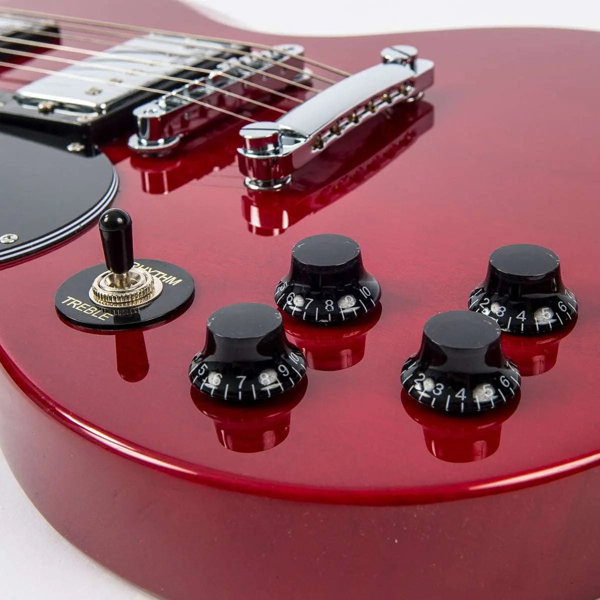 Vintage VS6 ReIssued Electric Guitar ~ Left Hand Cherry Red - Richards Guitars Of Stratford Upon Avon