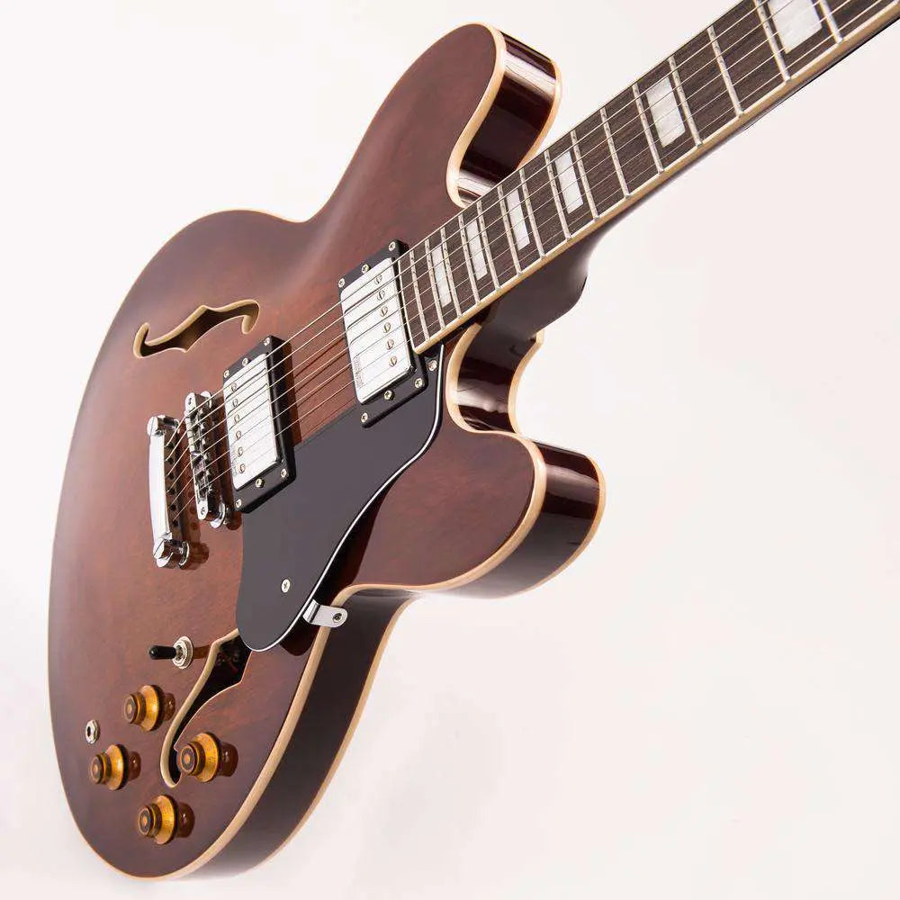 Vintage VSA500 ReIssued Semi Acoustic Guitar ~ Natural Walnut - Richards Guitars Of Stratford Upon Avon