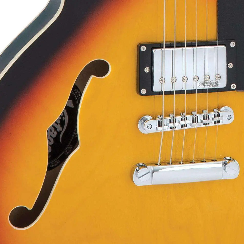 Vintage VSA500SB ReIssued Semi Acoustic Guitar ~ Sunburst - Richards Guitars Of Stratford Upon Avon