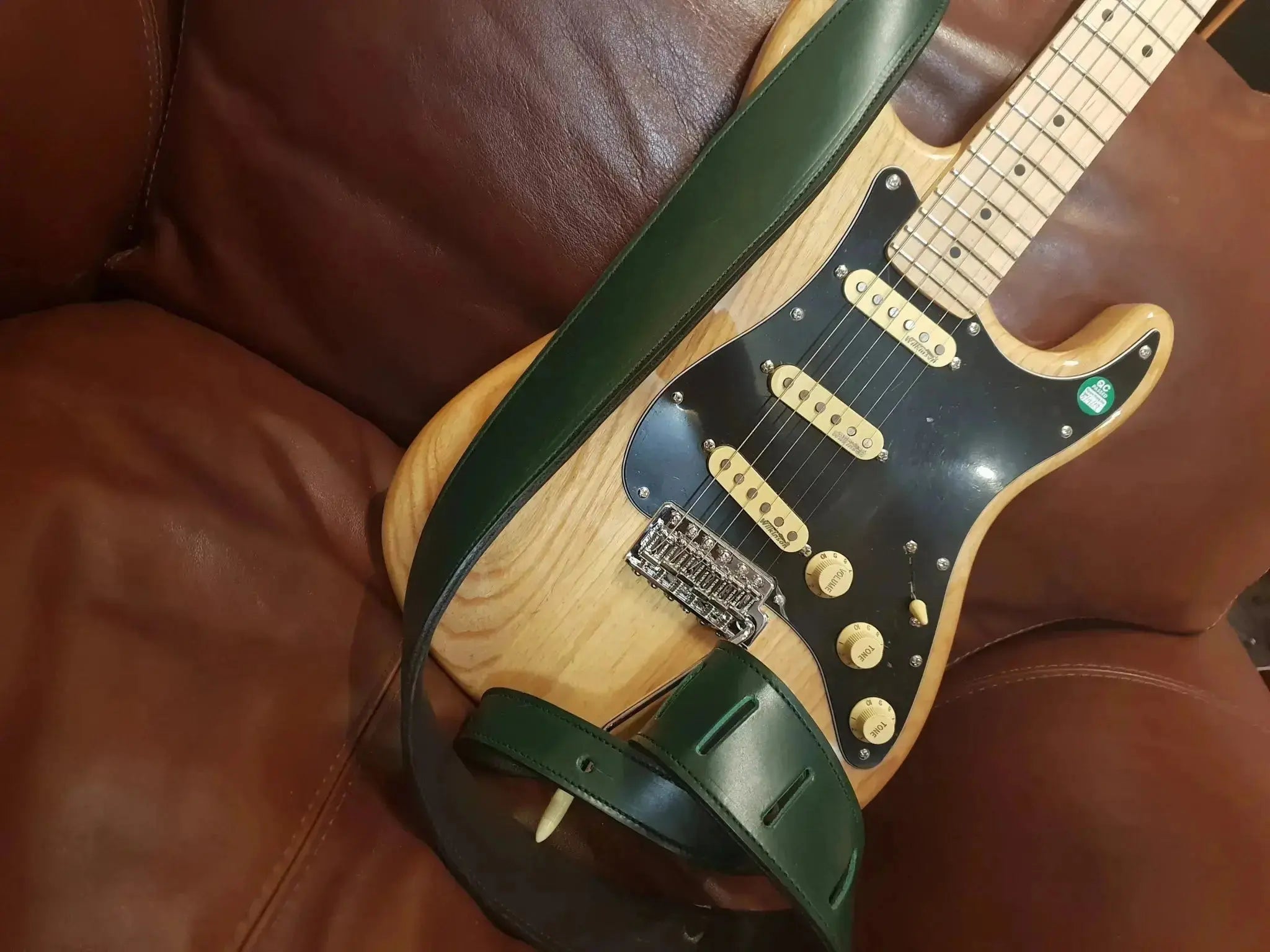 Walsall Hand Made Premium Padded Bridle Leather Guitar Strap ( Just £79 when bought with a guitar saving £40) - Richards Guitars Of Stratford Upon Avon