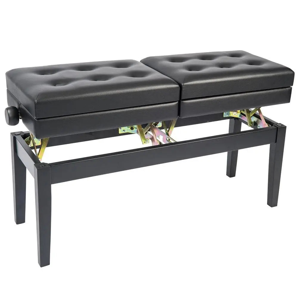 Kinsman Double Adjustable Piano Bench with Storage – Satin Black - Richards Guitars Of Stratford Upon Avon