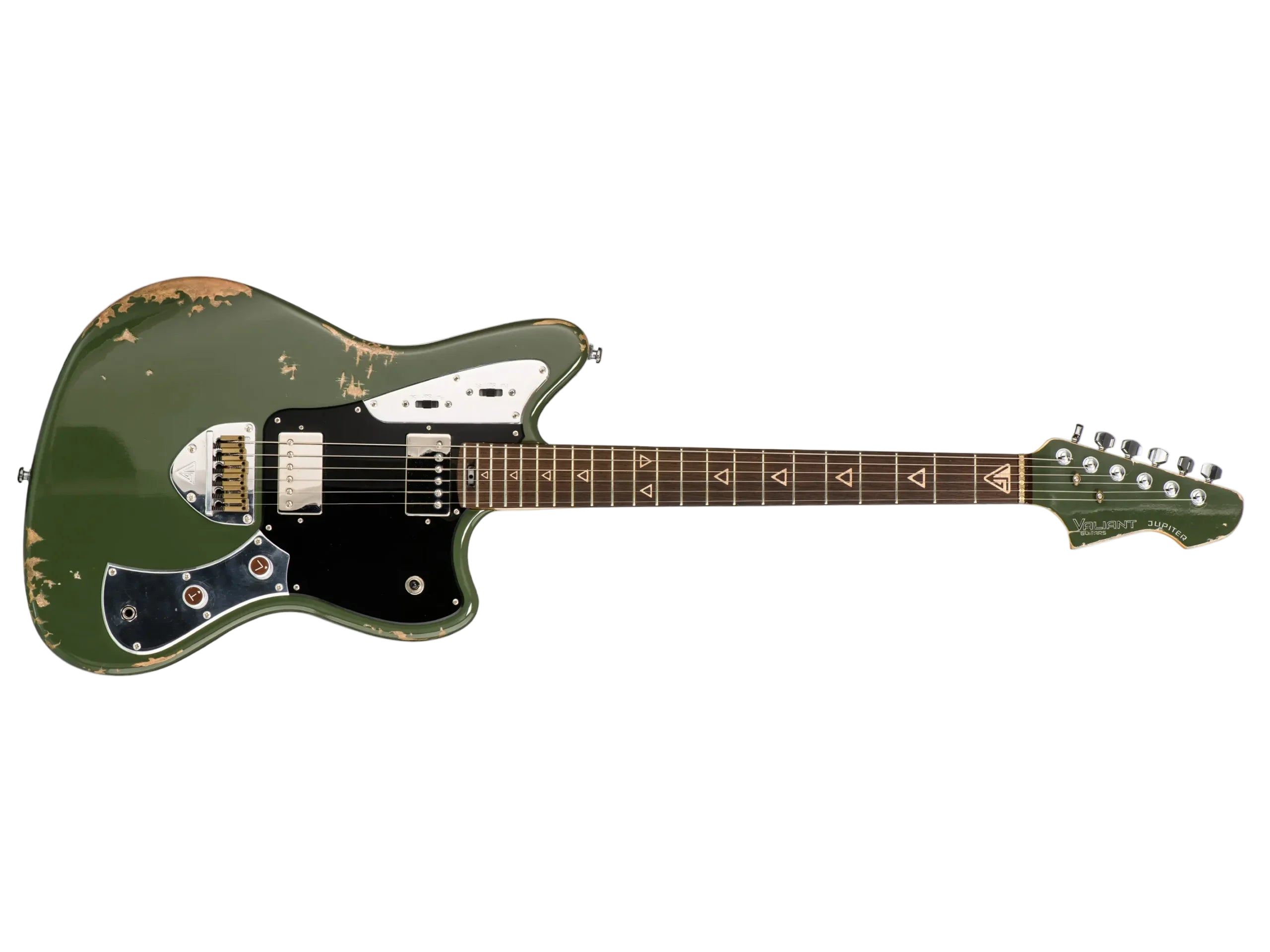 Valiant Jupiter Olive Mash Distressed, Electric Guitar for sale at Richards Guitars.