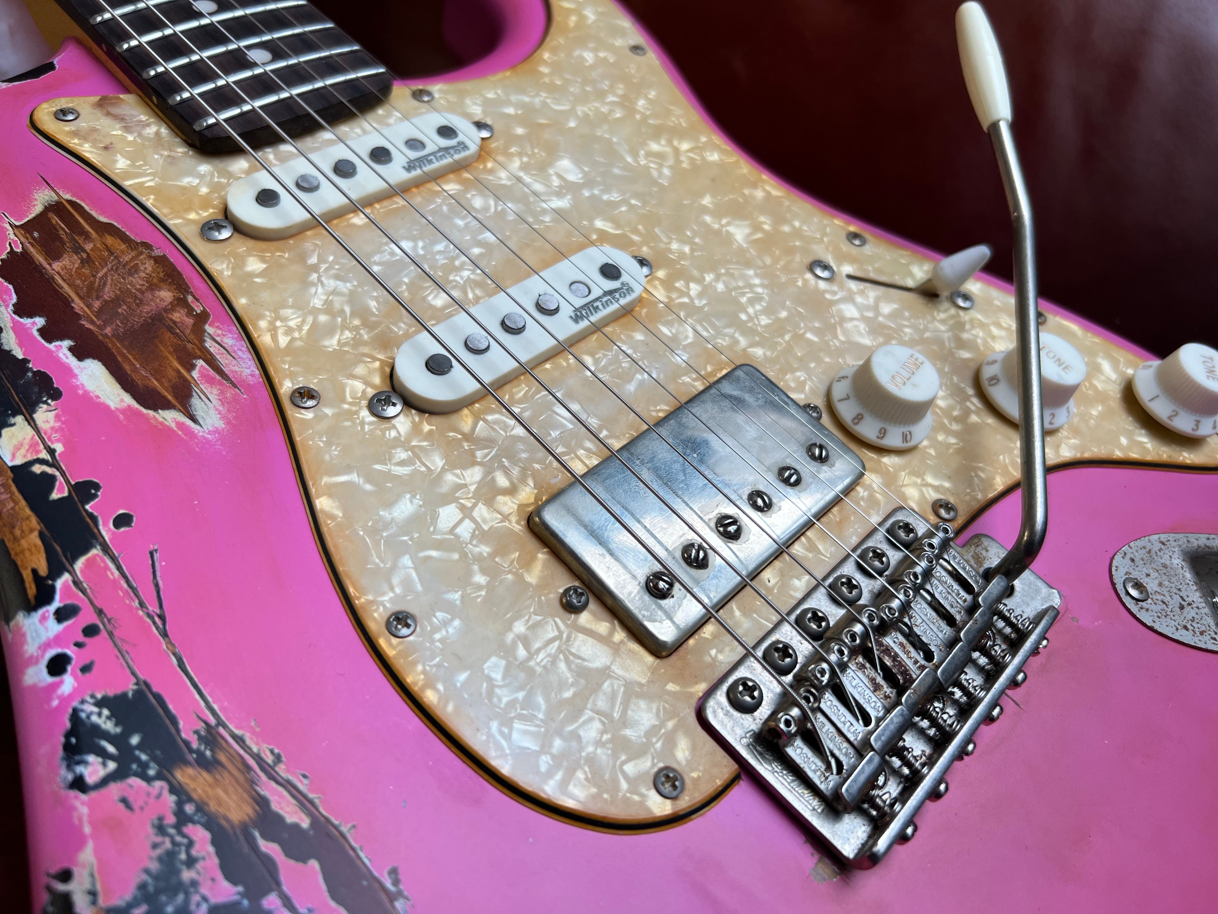 Vintage ProShop "Industrial Punk" Custom V6 in Radioactive Bubblegum Pink & FREE Custom Pro Setup, Chitarra elettrica in vendita da Richards Guitars.