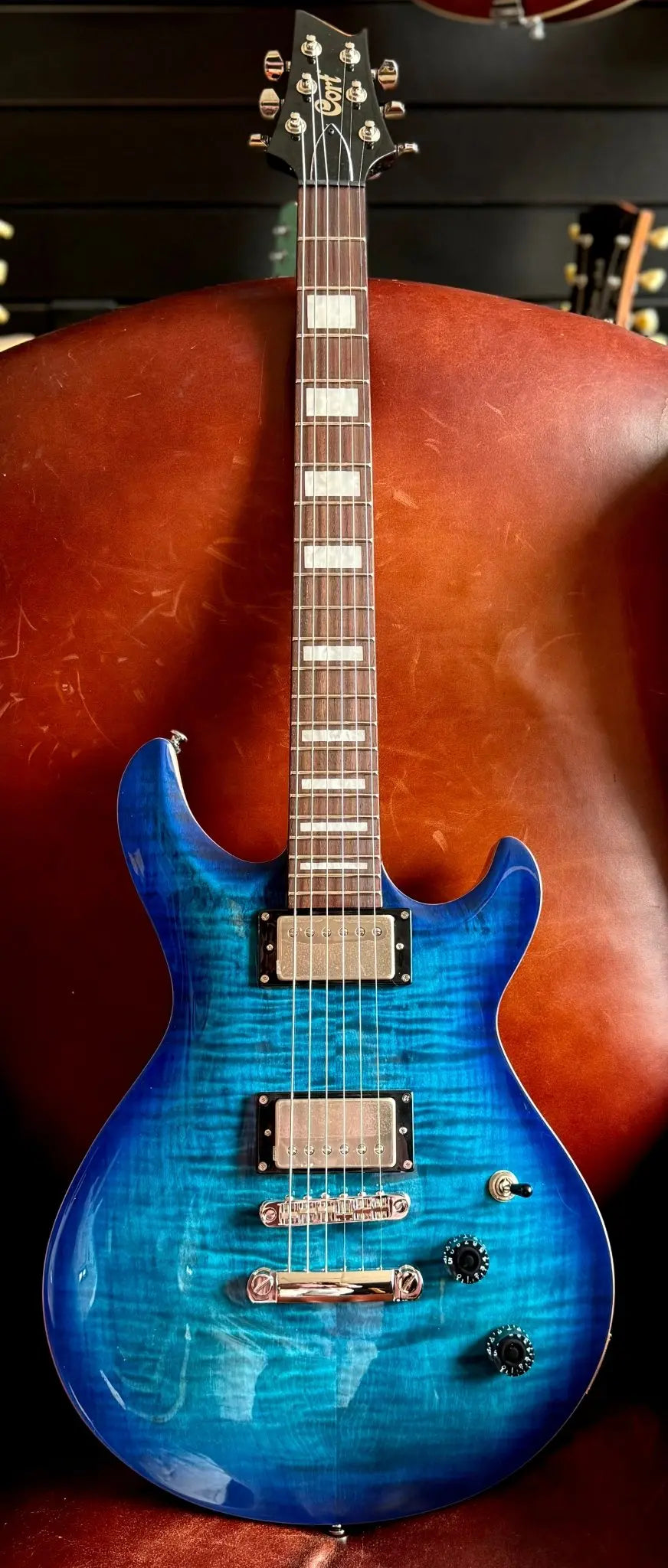 Cort M600BB Blue Burst. Awesome Set Neck Electric Guitar For PRS Lovers. Top Recommendation. - Richards Guitars Of Stratford Upon Avon