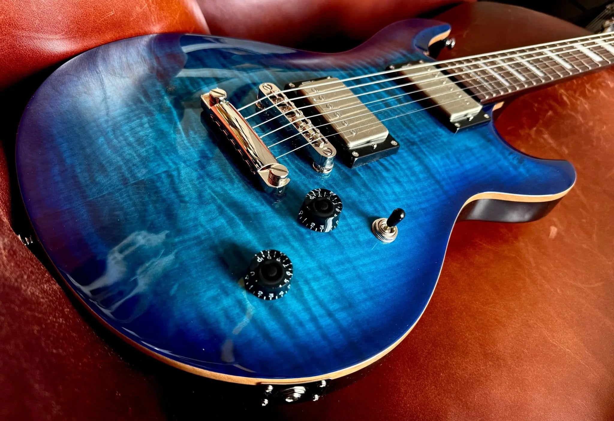Cort M600BB Blue Burst. Awesome Set Neck Electric Guitar For PRS Lovers. Top Recommendation. - Richards Guitars Of Stratford Upon Avon