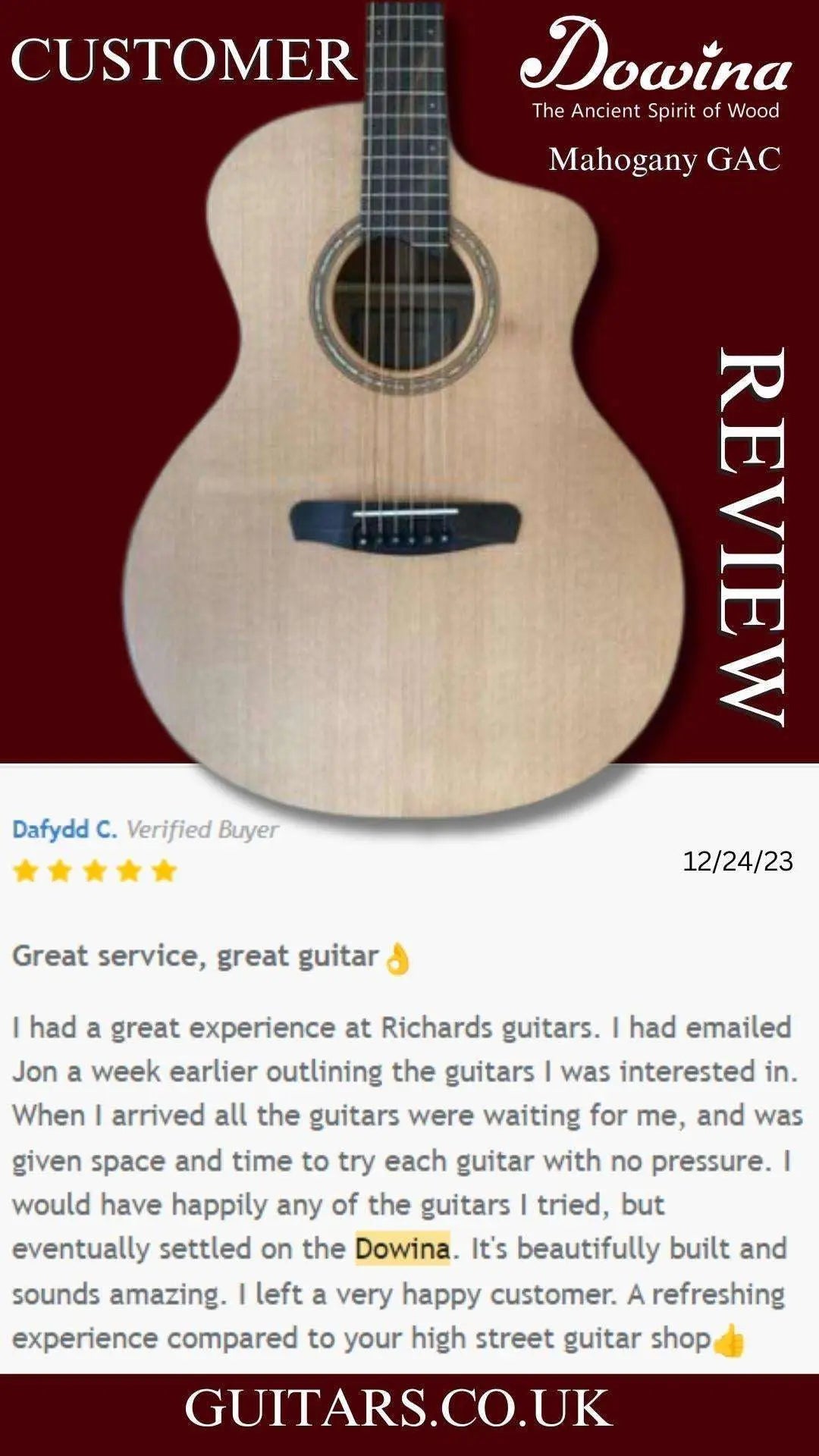 Dowina Mahogany GAC - Richards Guitars Of Stratford Upon Avon