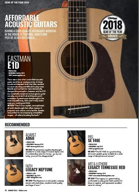 Eastman E1D (Price inc. Custom Pro Setup Package) - Richards Guitars Of Stratford Upon Avon