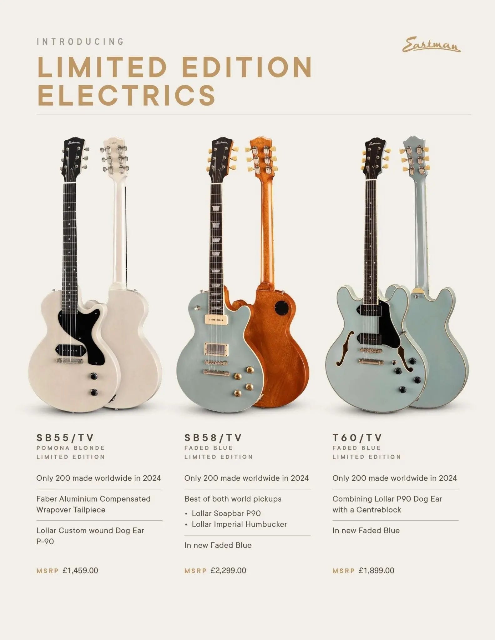 Eastman T60/TV - LTD - FB (Price inc. Custom Pro Setup Package) - Richards Guitars Of Stratford Upon Avon