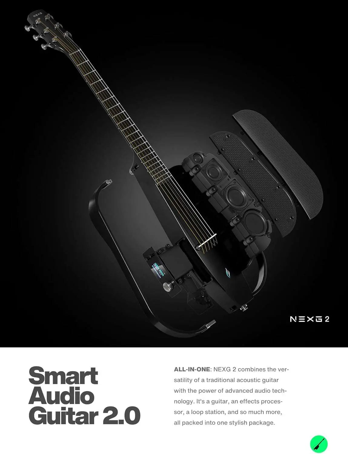 Enya NEXG2 Black NEXG Black - AI Audio Guitar with Looper pedal & Mic - Richards Guitars Of Stratford Upon Avon