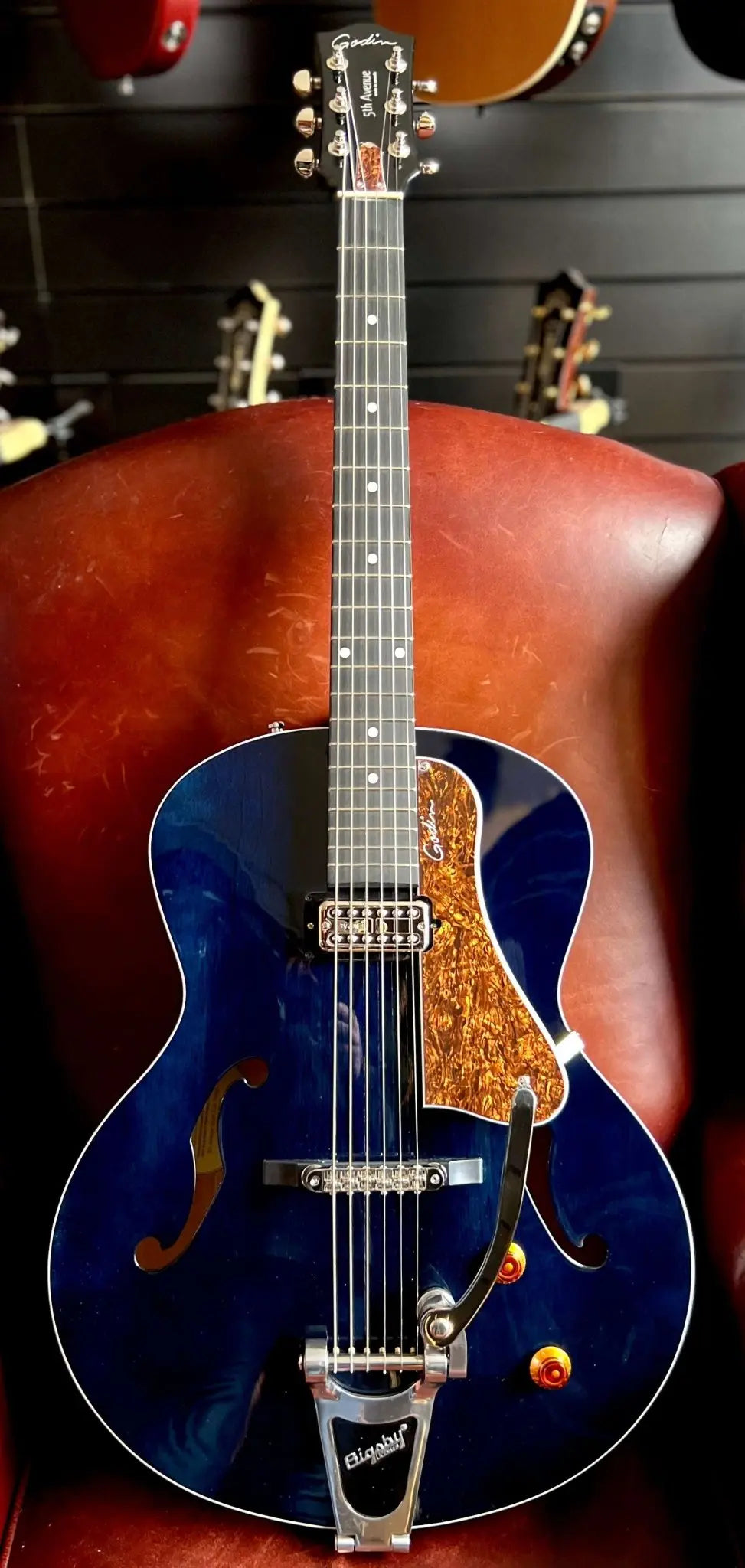 Godin 5th Avenue Nightclub Semi - Acoustic Guitar ~ Indigo Blue - Richards Guitars Of Stratford Upon Avon