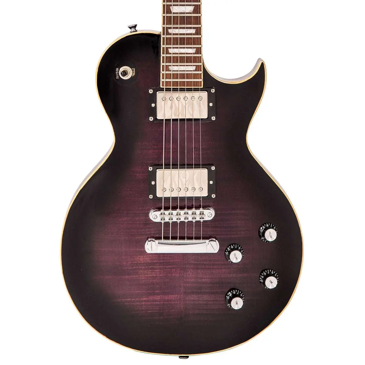 IN BUILD: - Vintage V100 ProShop Unique ~ Flamed Purple Burst - Richards Guitars Of Stratford Upon Avon