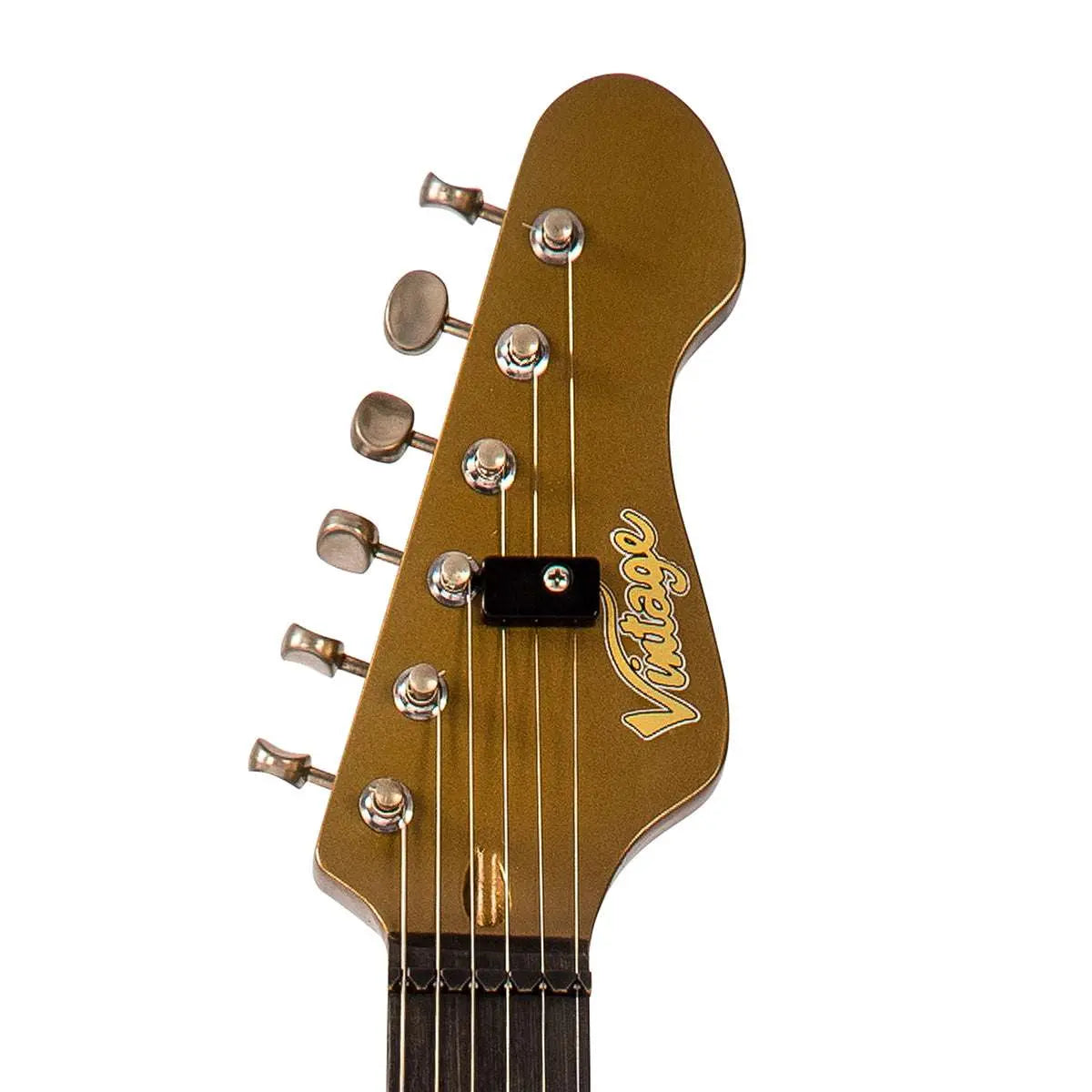 IN BUILD: – Vintage V6 ProShop Unique ~ Gold - Richards Guitars Of Stratford Upon Avon