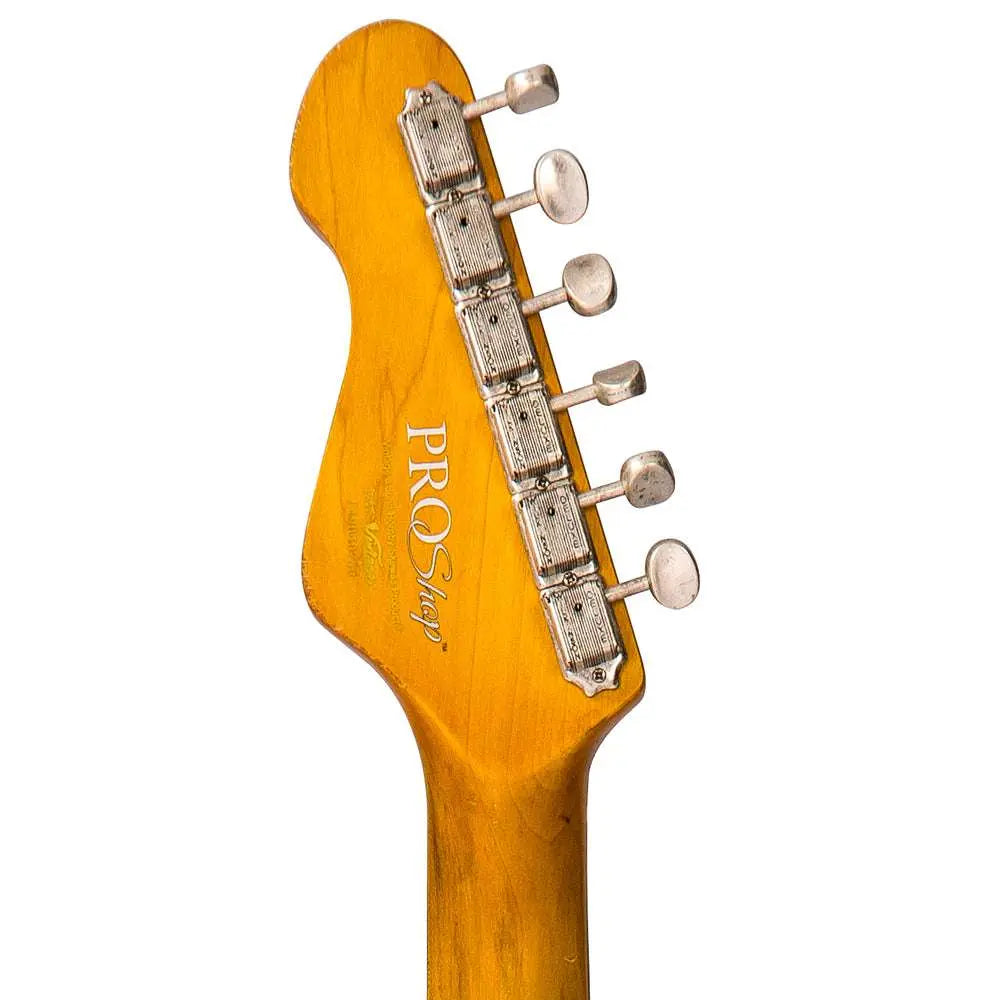 IN BUILD: - Vintage V6 ProShop Unique ~ Olympic White Gold - Richards Guitars Of Stratford Upon Avon