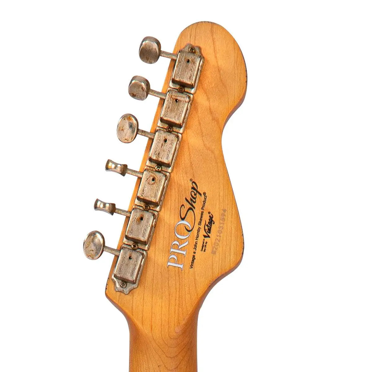 IN BUILD: - Vintage V6 ProShop Unique ~ Surf Green over Sunburst ~ Left Handed - Richards Guitars Of Stratford Upon Avon