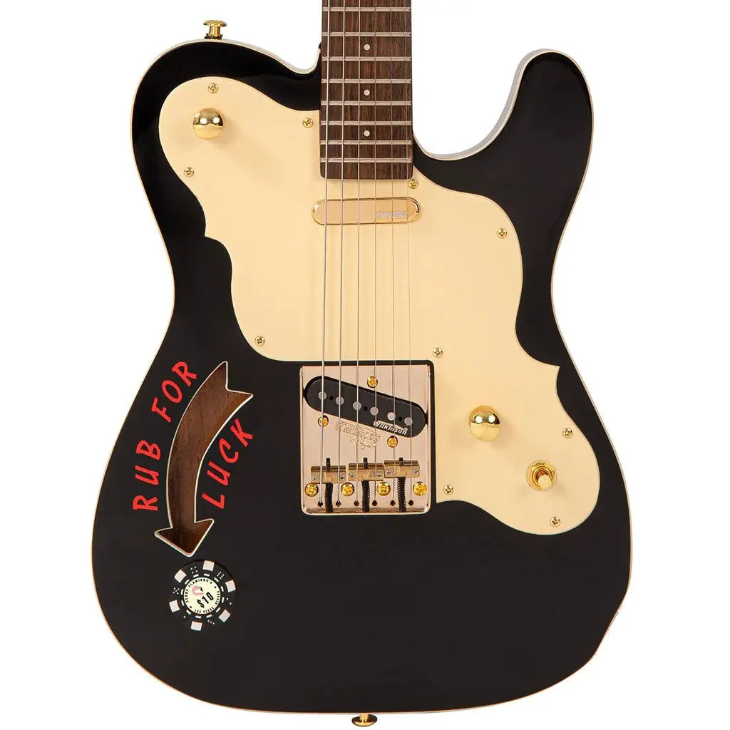Joe Doe 'Gambler' Electric Guitar by Vintage ~ Roulette Wheel Black with Case - Richards Guitars Of Stratford Upon Avon