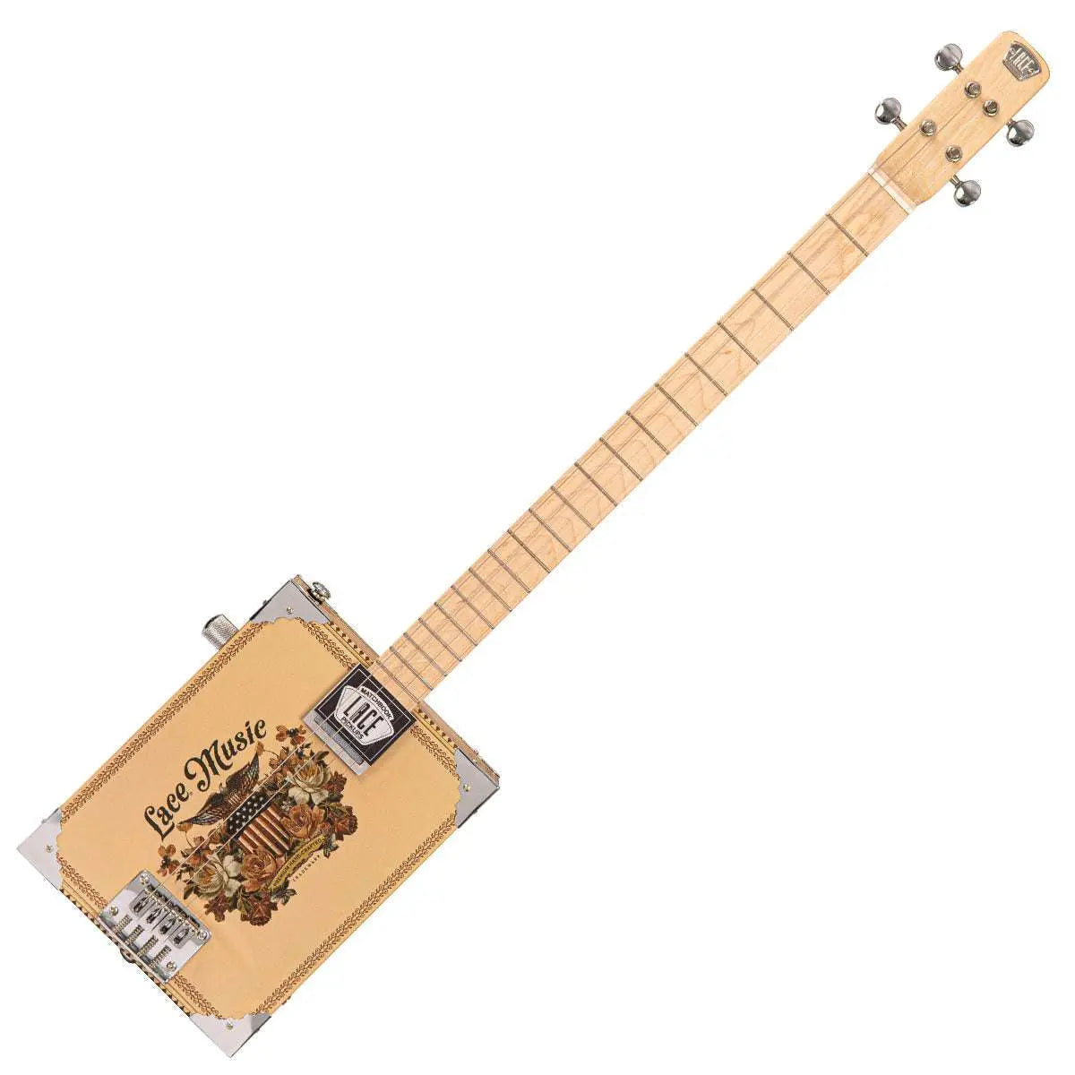 Lace Cigar Box Electric Guitar ~ 4 String ~ Americana - Richards Guitars Of Stratford Upon Avon