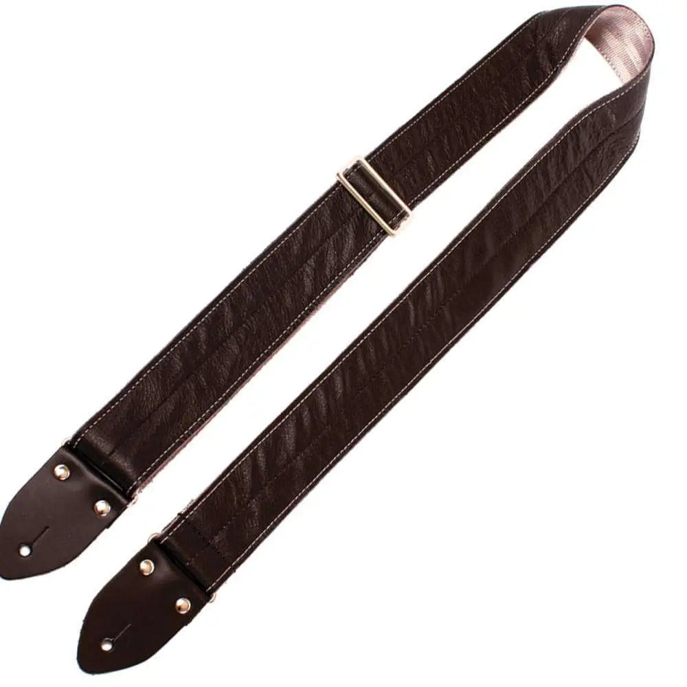 Perri's Easy Slide Leather Strap ~  Black w/Red Seatbelt Backing - Richards Guitars Of Stratford Upon Avon