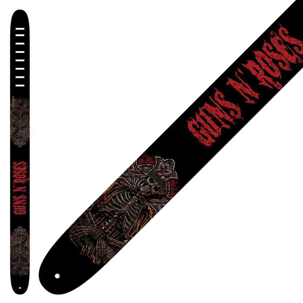 Perri's Leather Guitar Strap ~ Guns 'n' Roses ~ Red - Richards Guitars Of Stratford Upon Avon