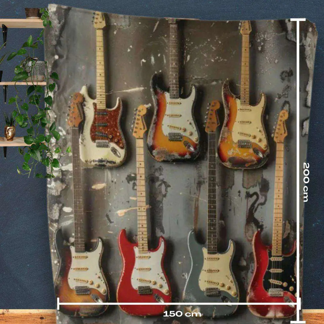 SMJ Guitar Print Cozy Blanket / Throw 150cm x 200cm - Richards Guitars Of Stratford Upon Avon