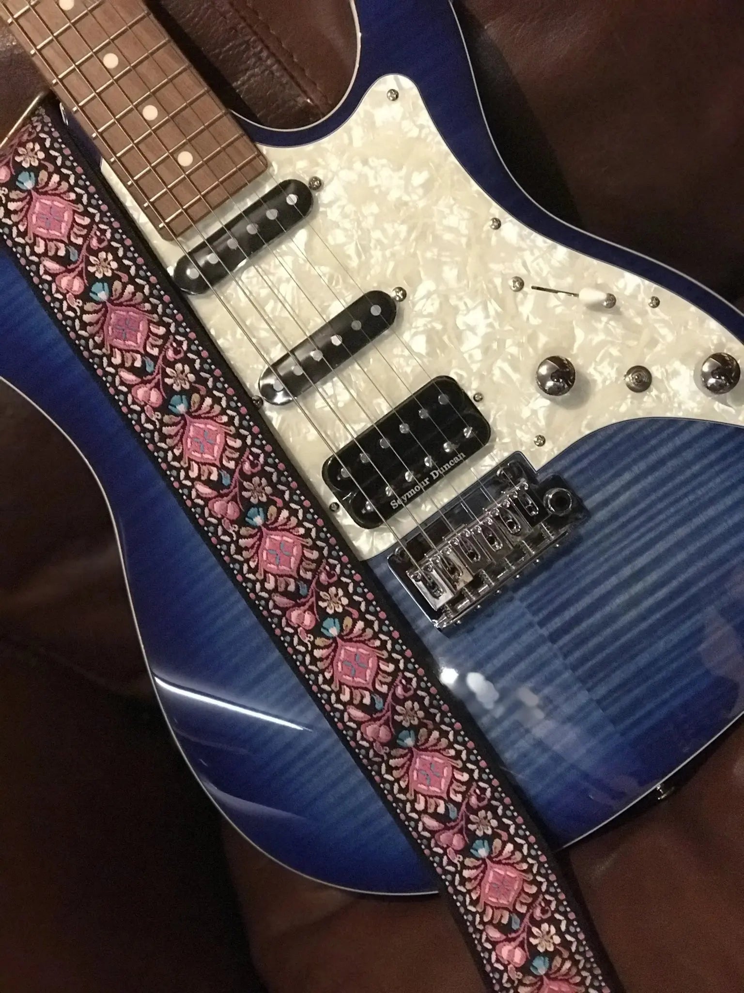 SMJ Reserve Collection "Ruby Tiger" Guitar Strap - Richards Guitars Of Stratford Upon Avon