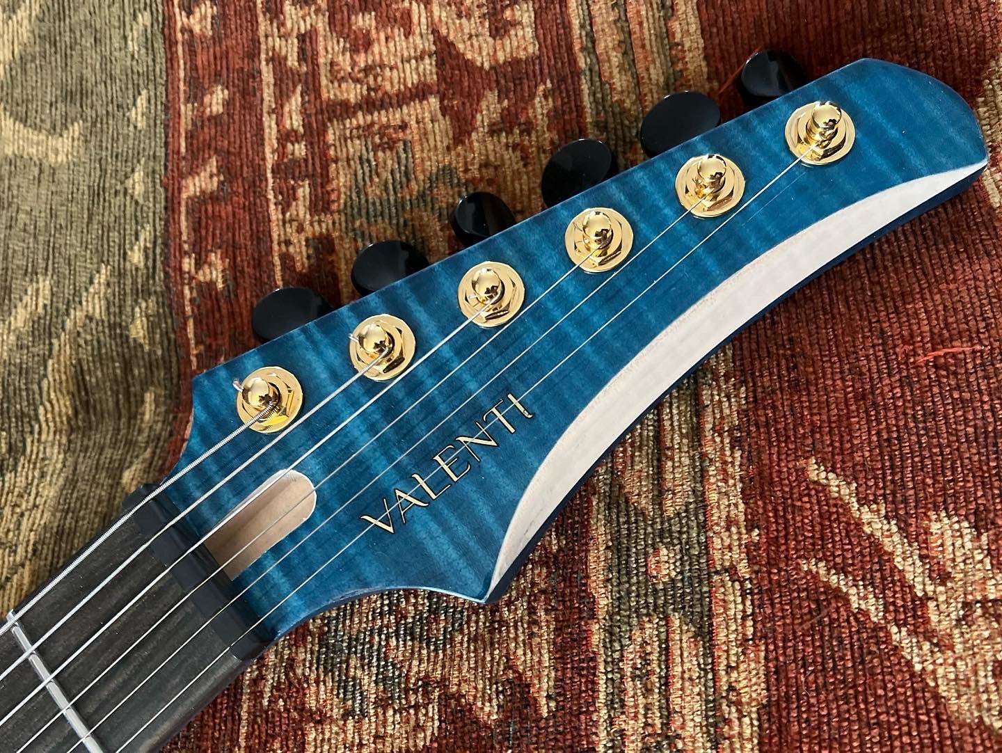 Valenti Nebula Carved Semi Hollow P90 Dark Blue - Richards Guitars Of Stratford Upon Avon