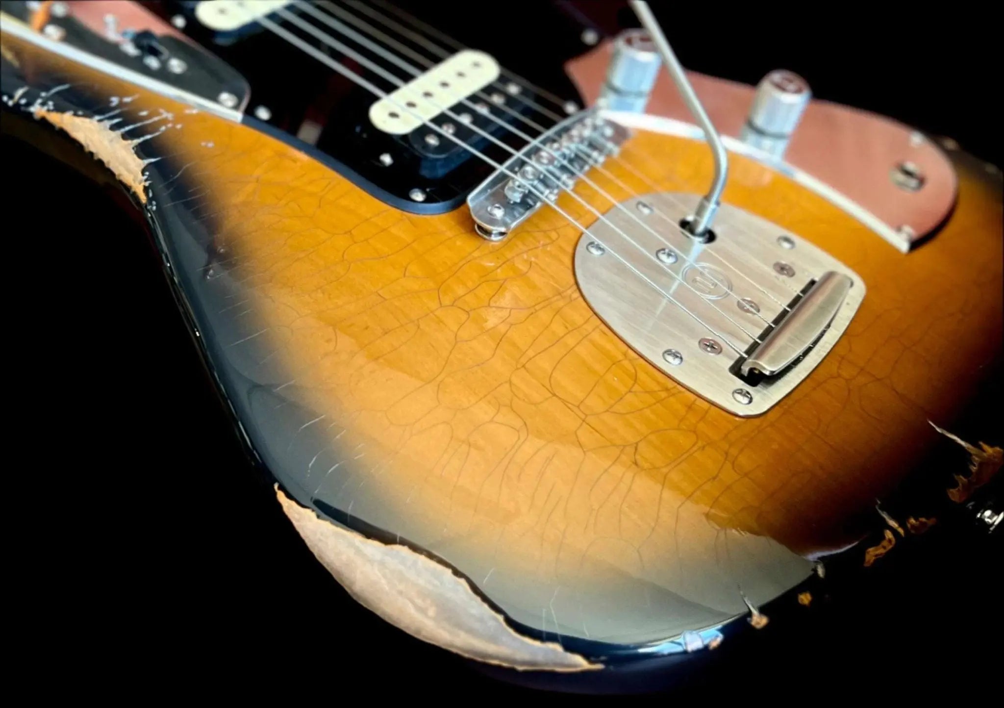 Valiant Jupiter Sunburst Distressed Mastery - With Stainless Steel Frets Upgrade - Ultimate Luxury Hand Crafted Electic Guitar - Richards Guitars Of Stratford Upon Avon