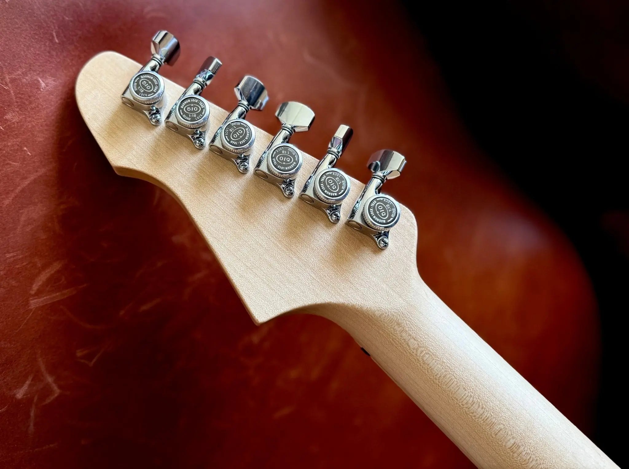 Valiant Mercury Burgundy Red w' 1 Piece Body & Stainless Steel Frets - Richards Guitars Of Stratford Upon Avon