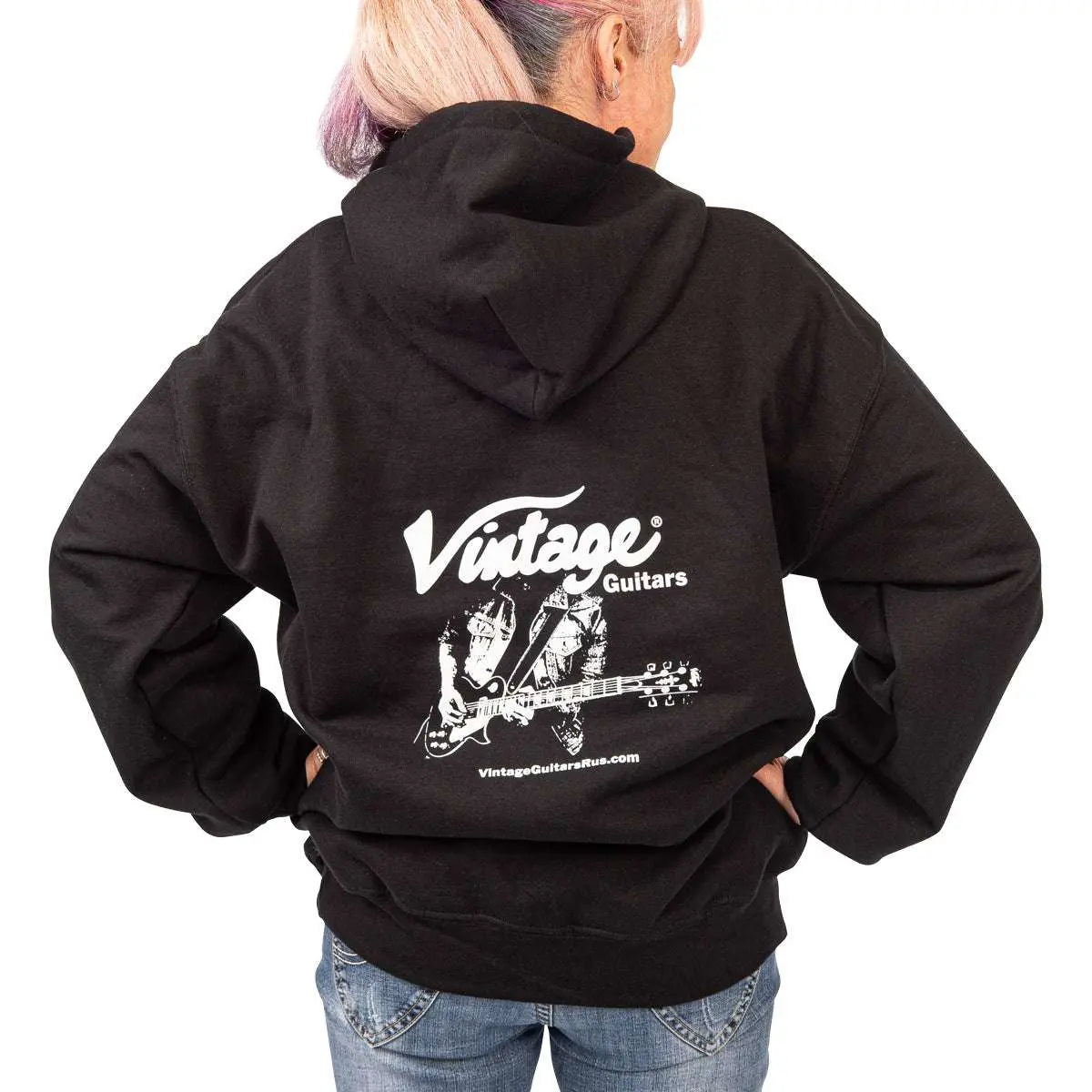 Vintage Black Fleece Hoodie, Extra Large (We will swap to correct size Post Purchase) - Richards Guitars Of Stratford Upon Avon