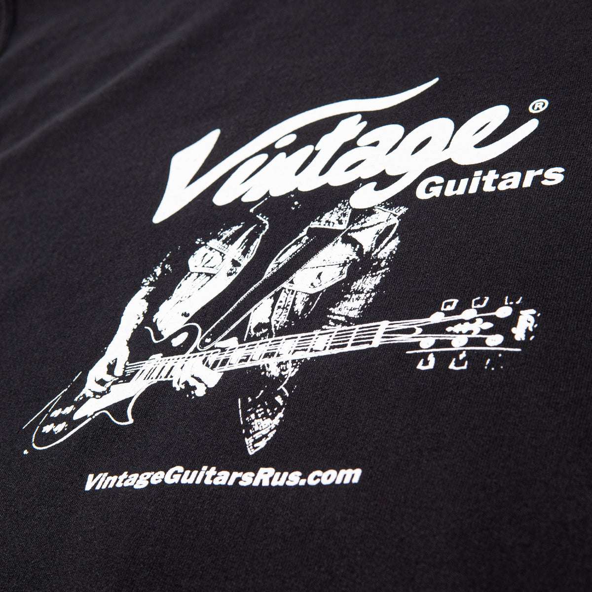 Vintage Fleece Hoodie ~ Black, Large - Richards Guitars Of Stratford Upon Avon