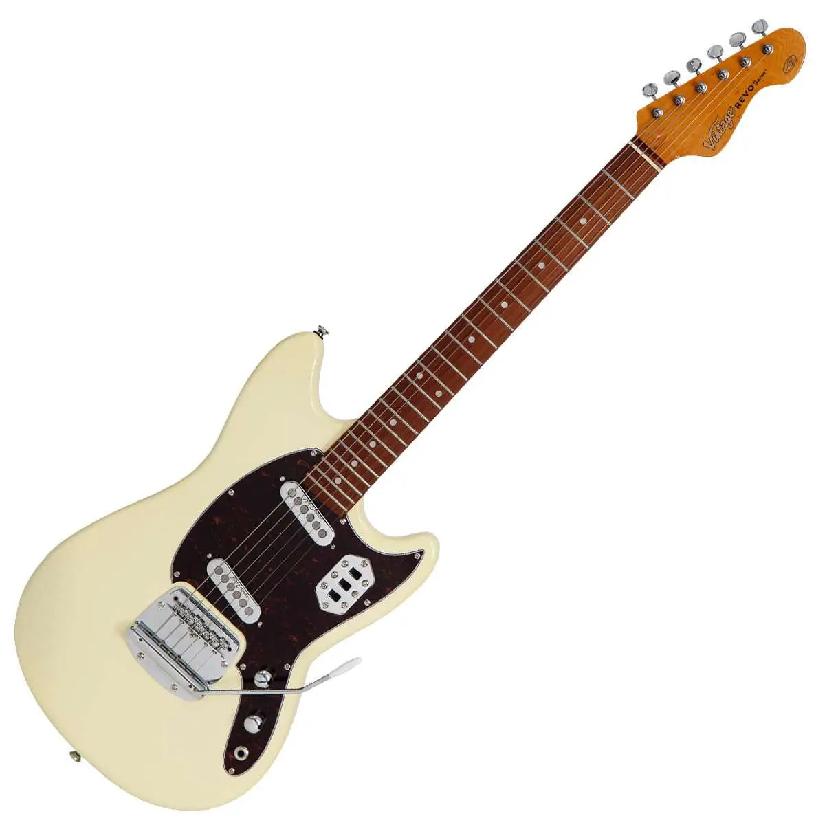 Vintage REVO Series 'Colt SS Twin' Electric Guitar ~ Vintage White - Richards Guitars Of Stratford Upon Avon
