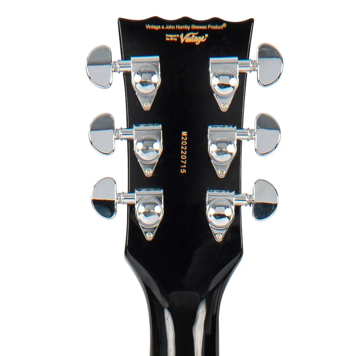 Vintage REVO Series 'Custom Supreme Baritone VI' Semi - Acoustic Guitar ~ Boulevard Black - Richards Guitars Of Stratford Upon Avon