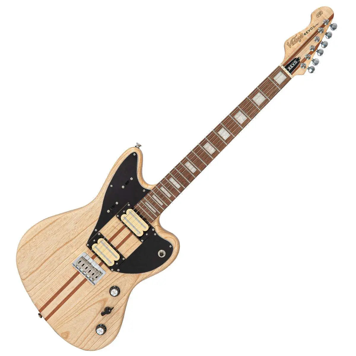 Vintage REVO Series 'Integra' Electric Guitar ~ Satin Natural - Richards Guitars Of Stratford Upon Avon