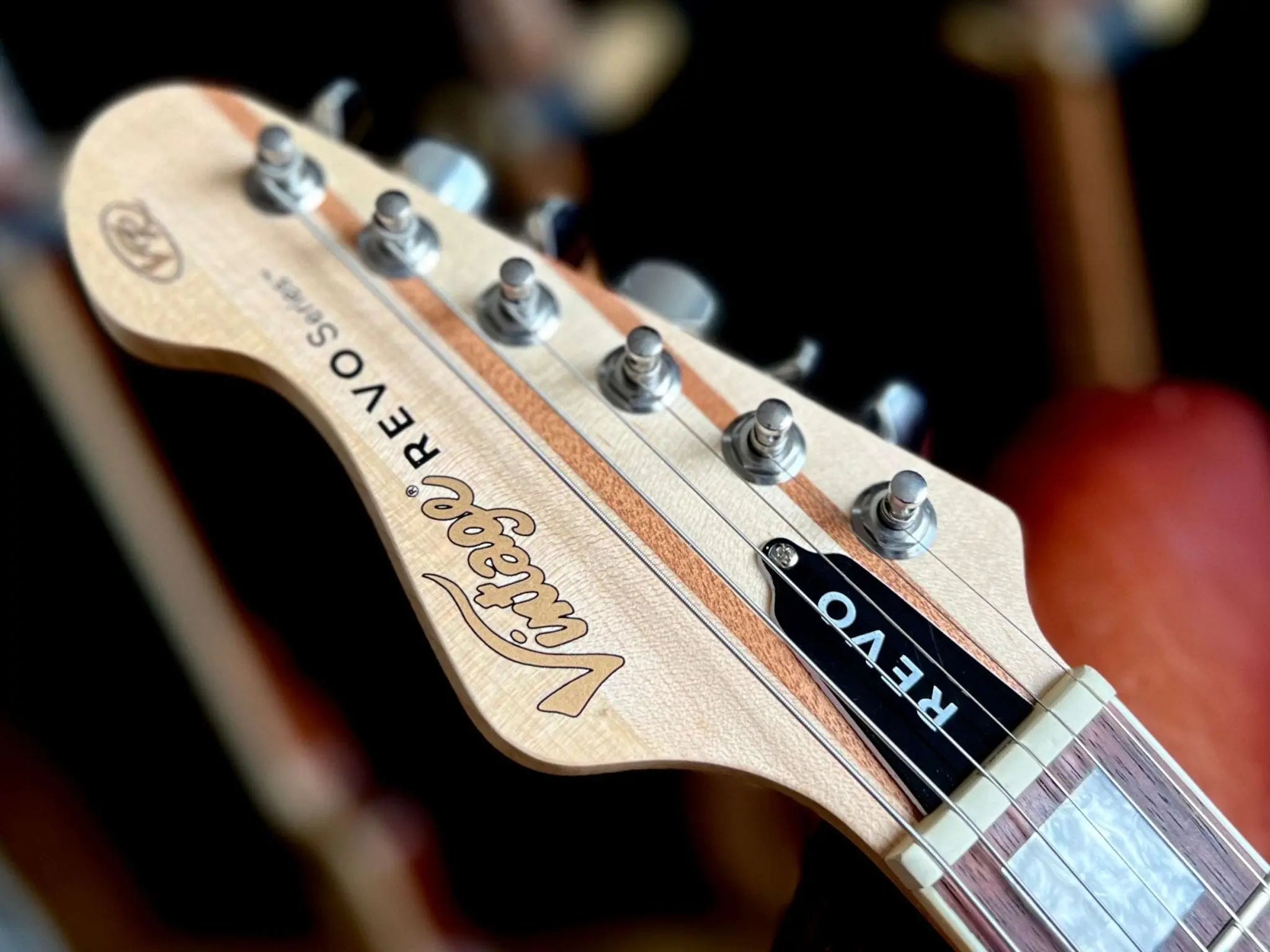 Vintage REVO Series 'Integra' Electric Guitar ~ Satin Natural - Richards Guitars Of Stratford Upon Avon