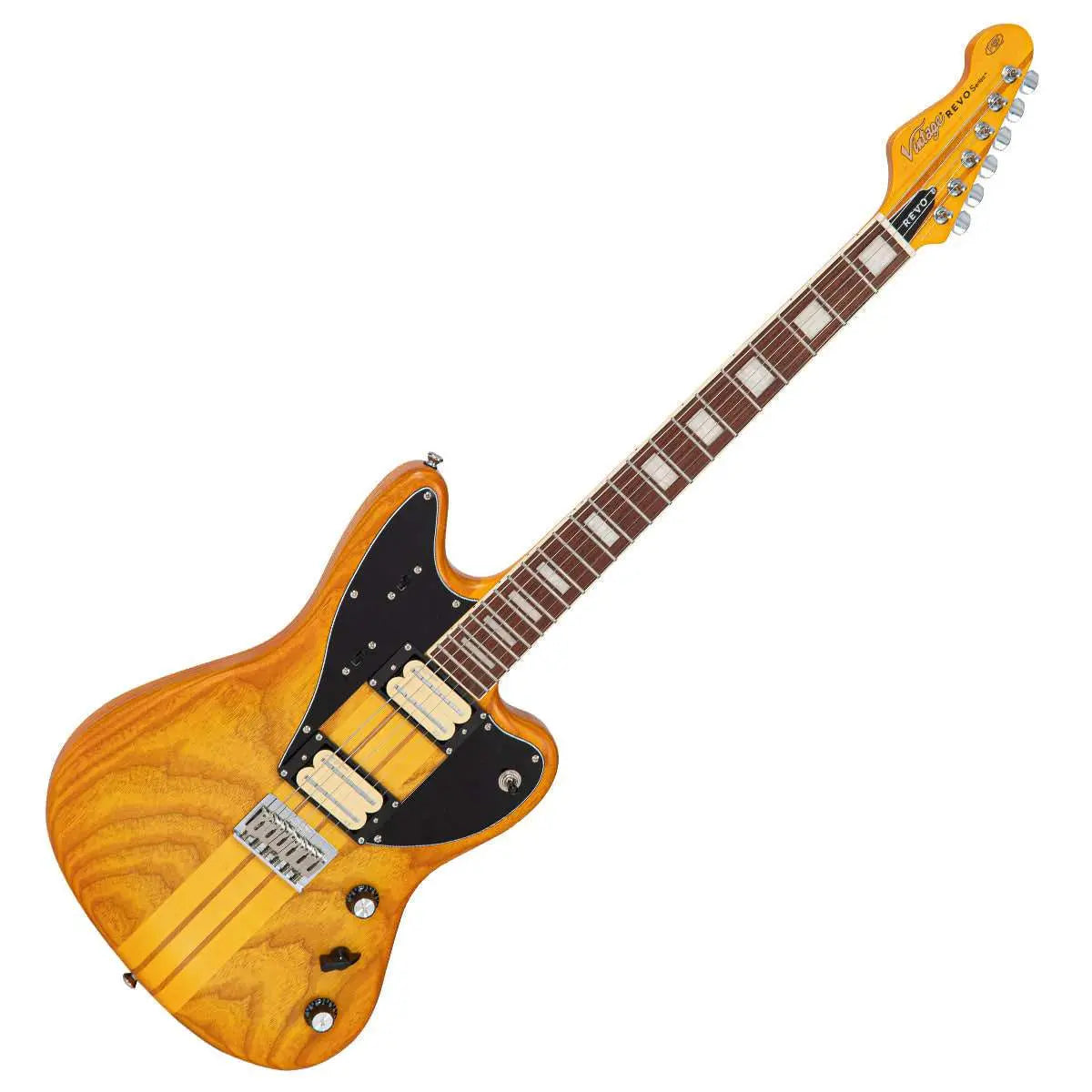 Vintage REVO Series 'Integra' Guitar ~ Amberburst - Richards Guitars Of Stratford Upon Avon