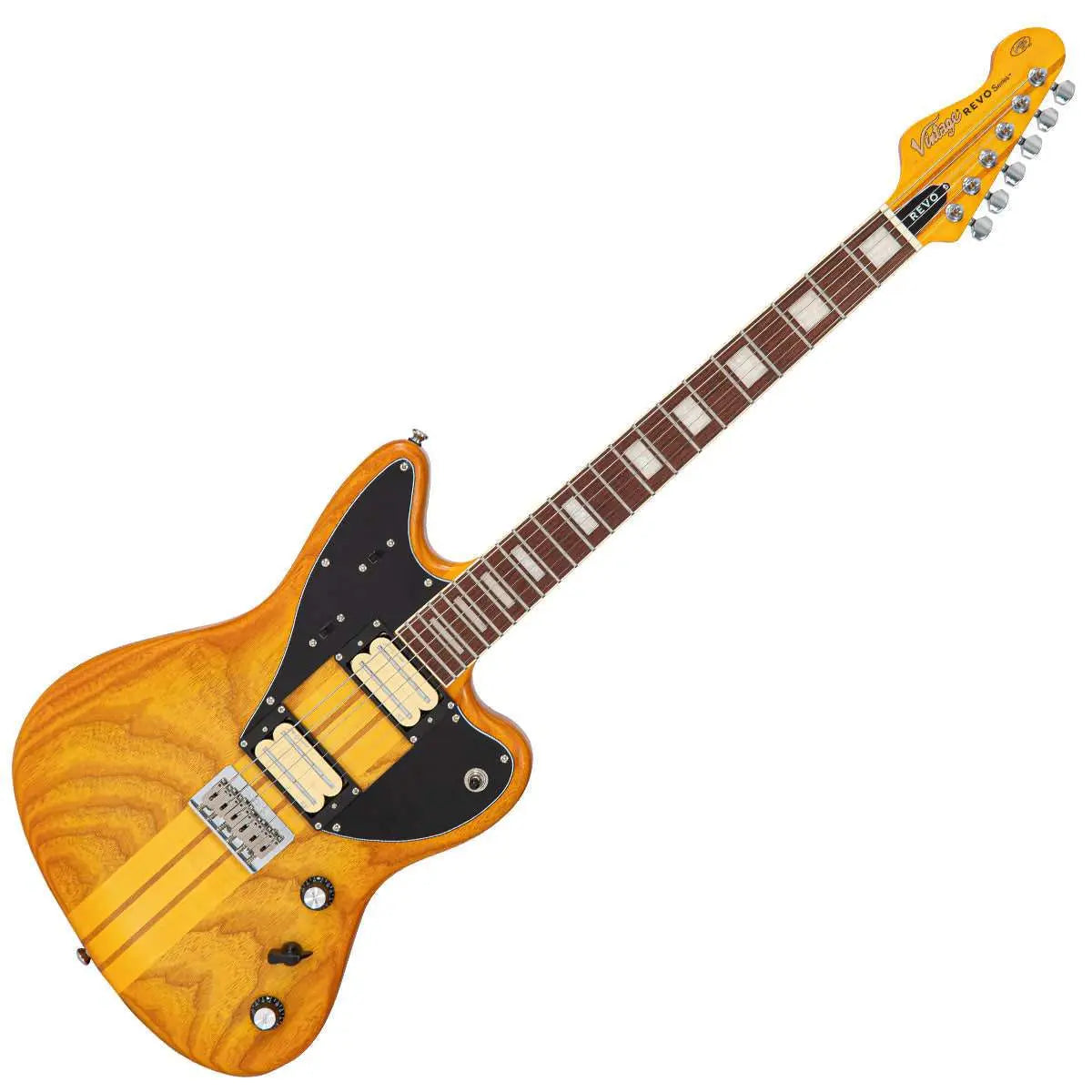 Vintage REVO Series 'Integra' Guitar ~ Amberburst - Richards Guitars Of Stratford Upon Avon