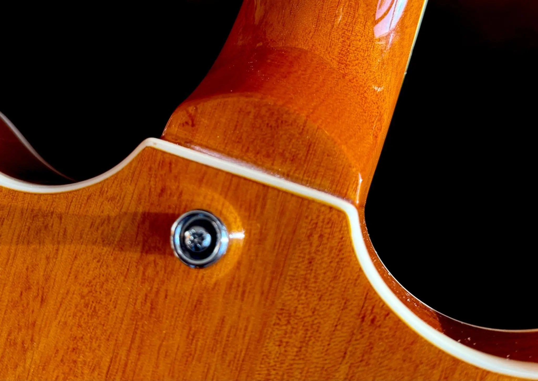 Vintage REVO Series 'Superthin' Electric Guitar ~ Amberburst - Richards Guitars Of Stratford Upon Avon