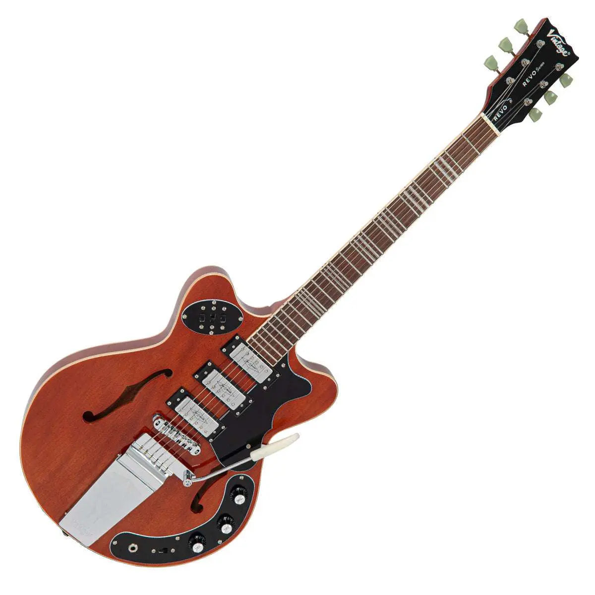 Vintage REVO Series 'Superthin' Electric Guitar ~ Natural - Richards Guitars Of Stratford Upon Avon