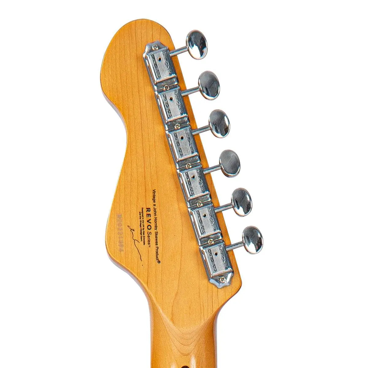 Vintage REVO Series 'Surfmaster Quad' Electric Guitar ~ Metallic White - Richards Guitars Of Stratford Upon Avon