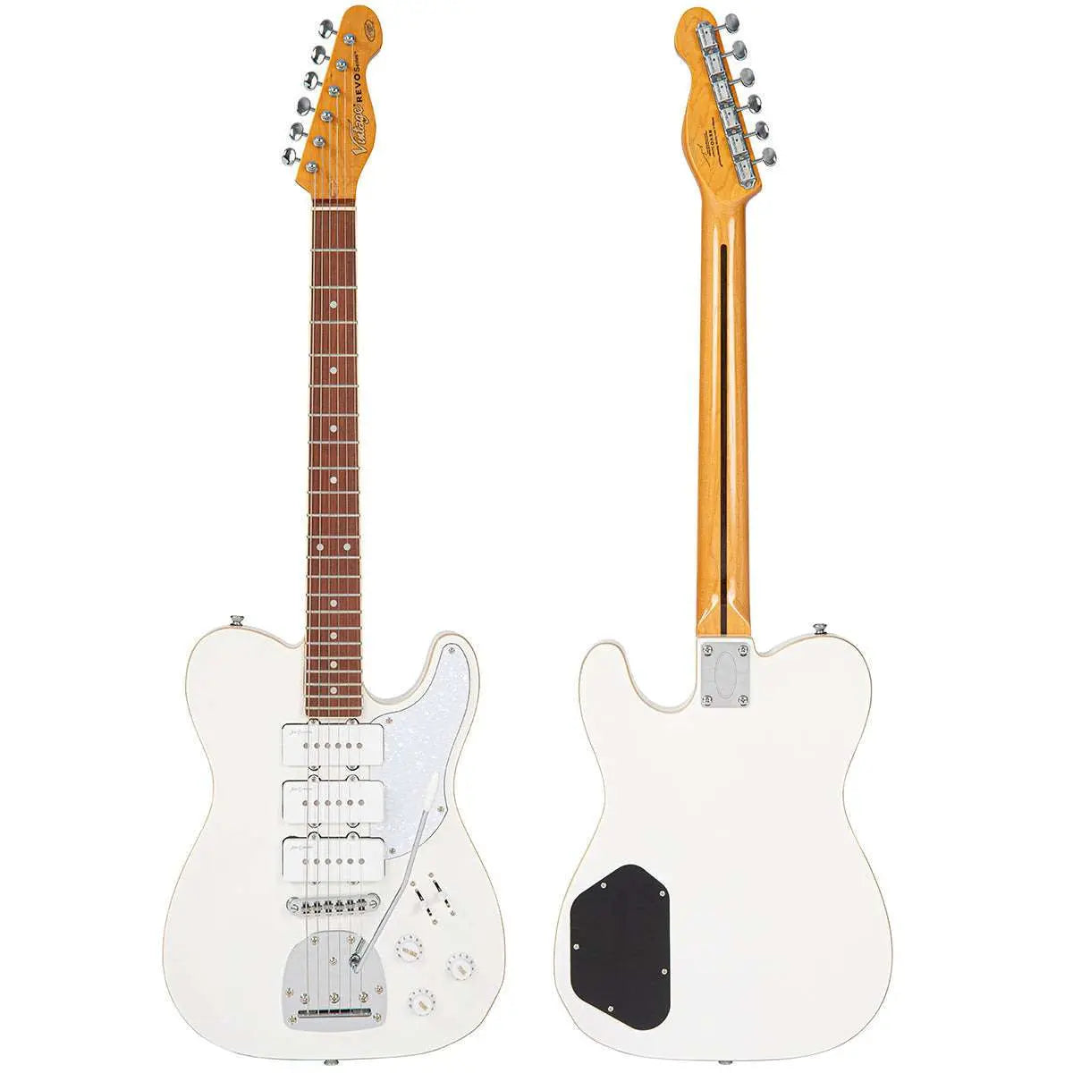 Vintage REVO Series Trio Electric Guitar ~ Arctic White - Richards Guitars Of Stratford Upon Avon
