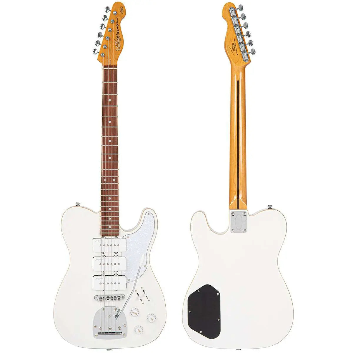 Vintage REVO Series Trio Electric Guitar ~ Arctic White - Richards Guitars Of Stratford Upon Avon