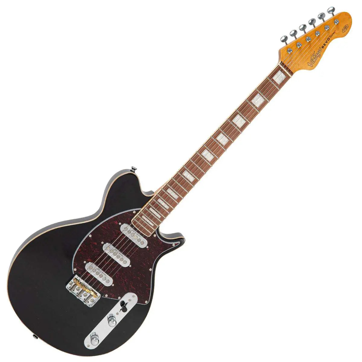 Vintage REVO Series 'Vision' Electric Guitar ~ Boulevard Black - Richards Guitars Of Stratford Upon Avon