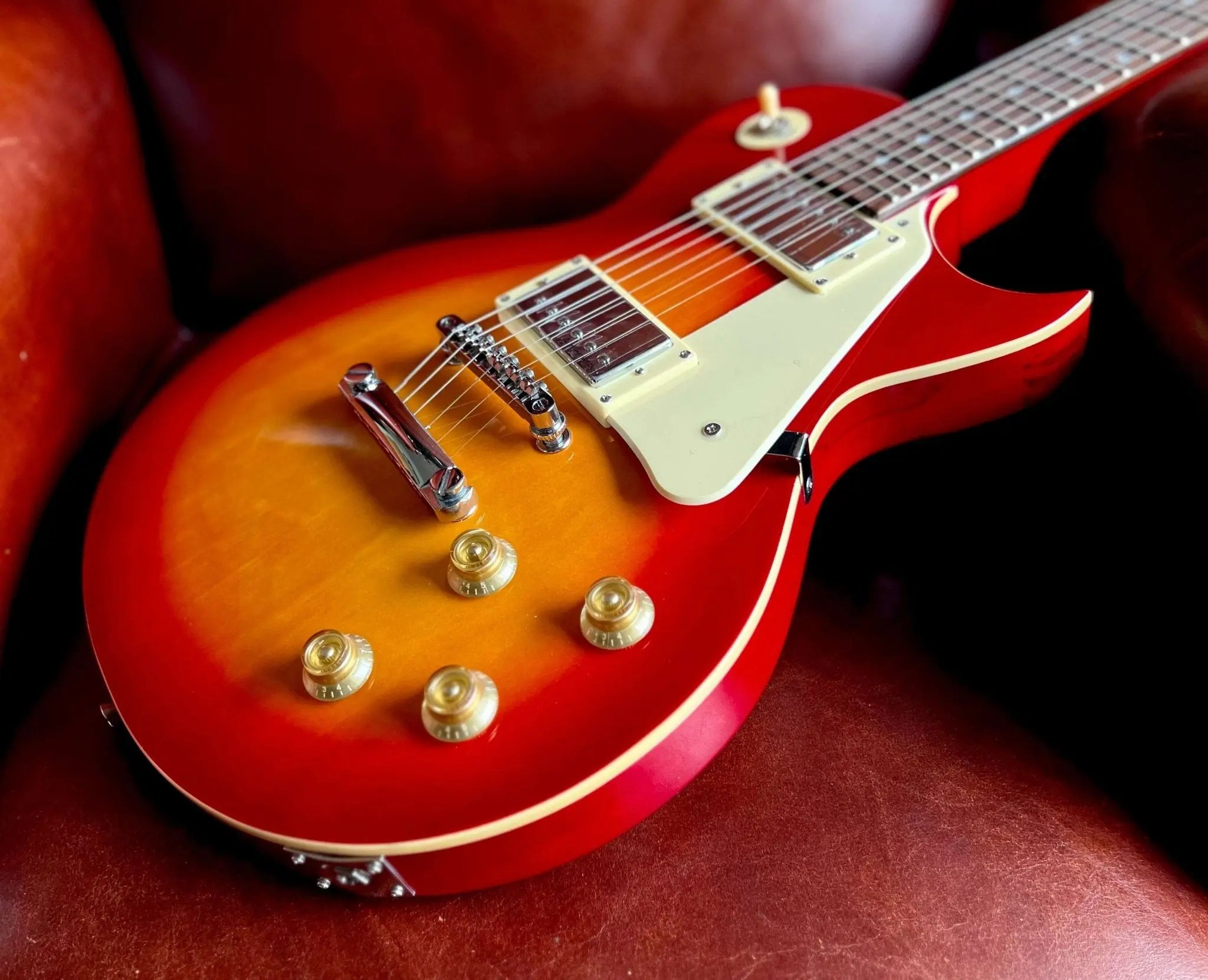 Vintage V10 Coaster Series Electric Guitar ~ Cherry Sunburst - Richards Guitars Of Stratford Upon Avon