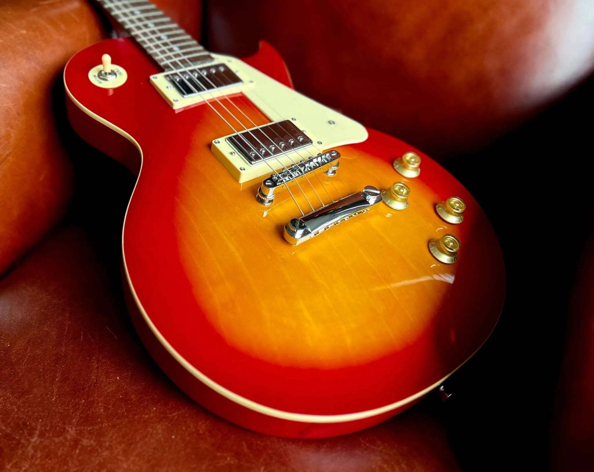 Vintage V10 Coaster Series Electric Guitar ~ Cherry Sunburst - Richards Guitars Of Stratford Upon Avon