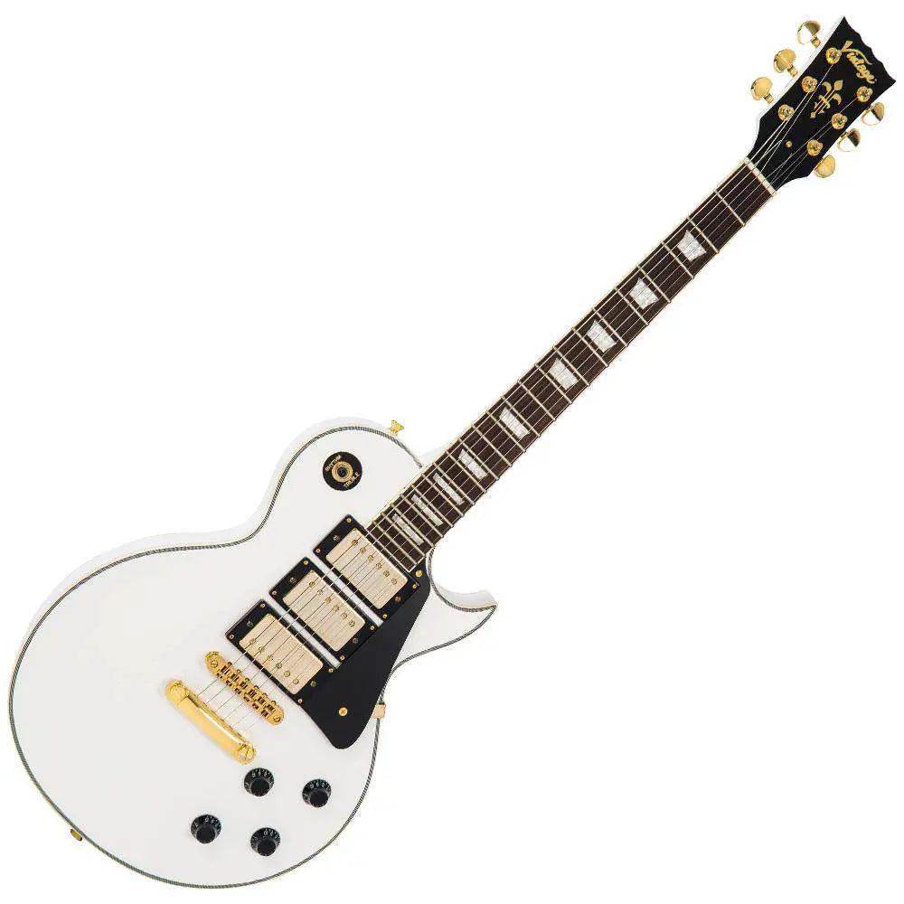 Vintage V1003AW ReIssued 3 Pickup Electric Guitar ~ Arctic White - Richards Guitars Of Stratford Upon Avon