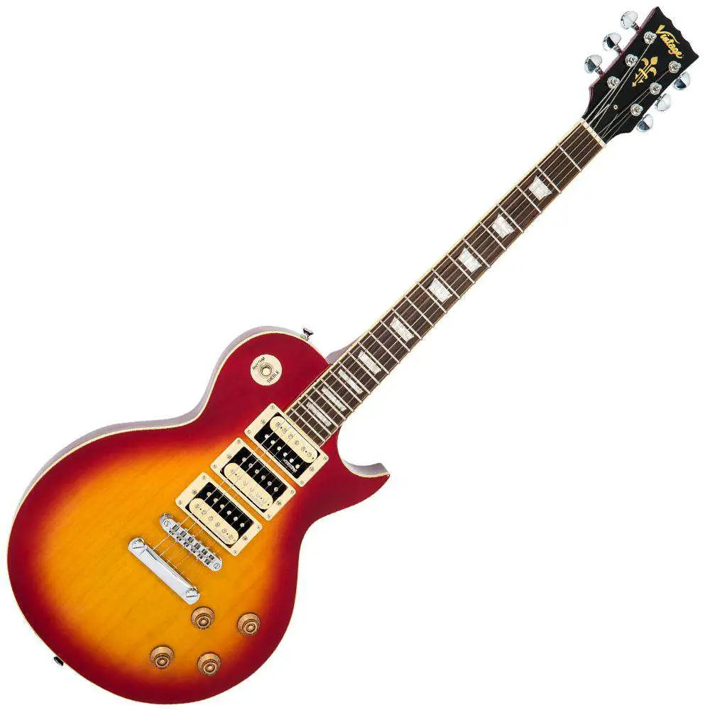 Vintage V1003CSB ReIssued 3 Pickup Electric Guitar ~ Cherry Sunburst - Richards Guitars Of Stratford Upon Avon