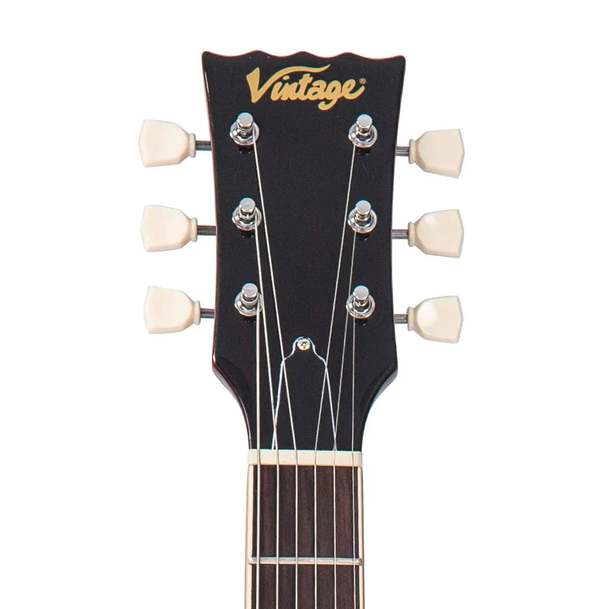 Vintage V100AMB ReIssued Electric Guitar w/Bigsby ~ Flamed Amber - Richards Guitars Of Stratford Upon Avon