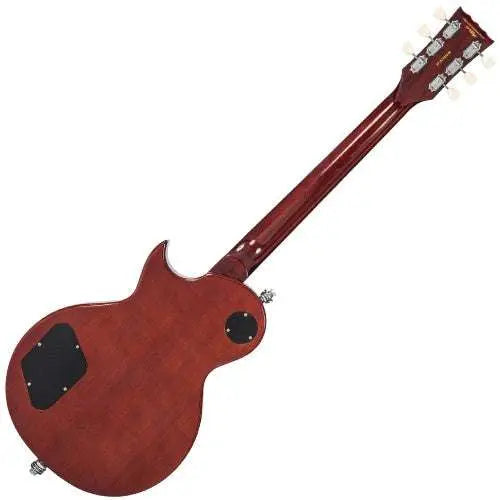 Vintage V100AMB ReIssued Electric Guitar w/Bigsby ~ Flamed Amber - Richards Guitars Of Stratford Upon Avon