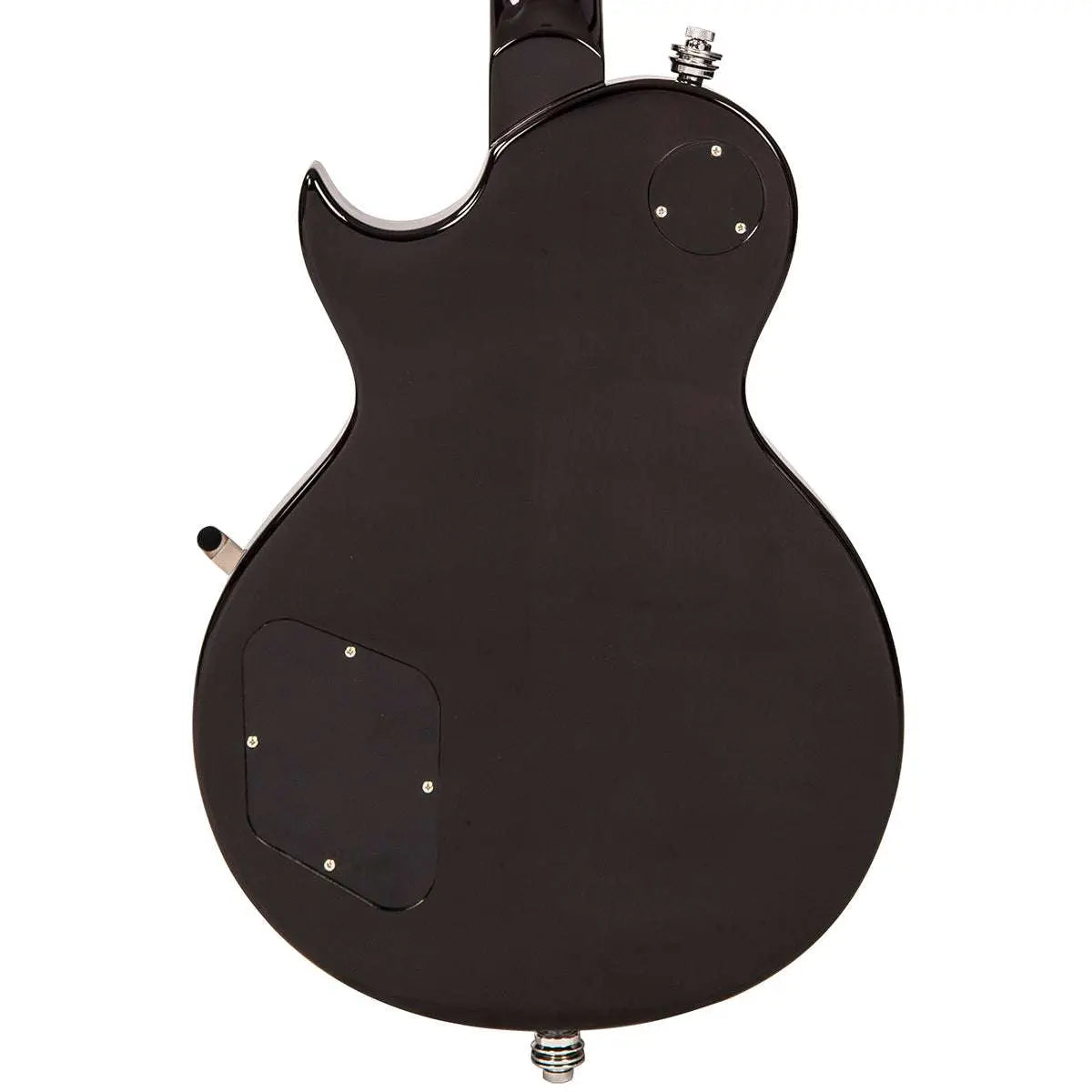 Vintage V100BLB ReIssued Electric Guitar w/Bigsby ~ Flamed Thru Black - Richards Guitars Of Stratford Upon Avon