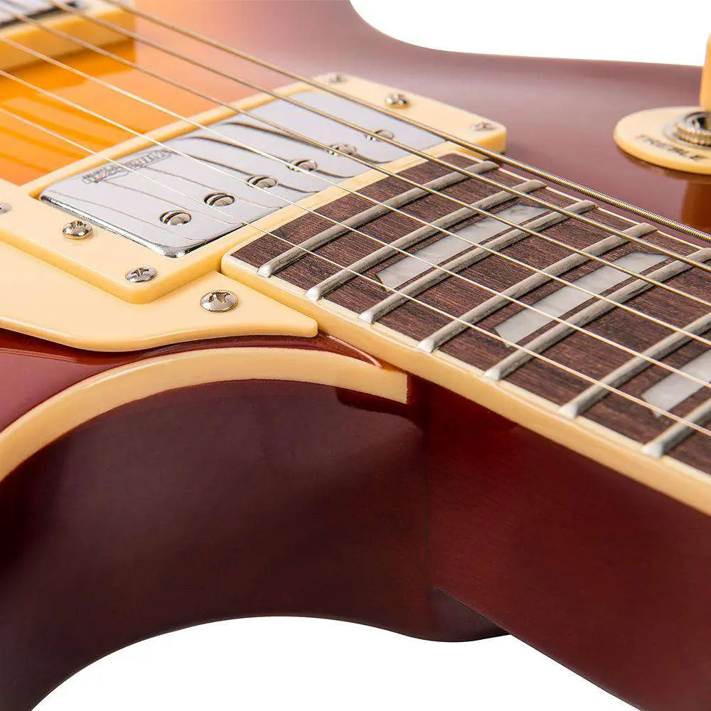 Vintage V100IT ReIssued Electric Guitar ~ Flamed Iced Tea - Richards Guitars Of Stratford Upon Avon